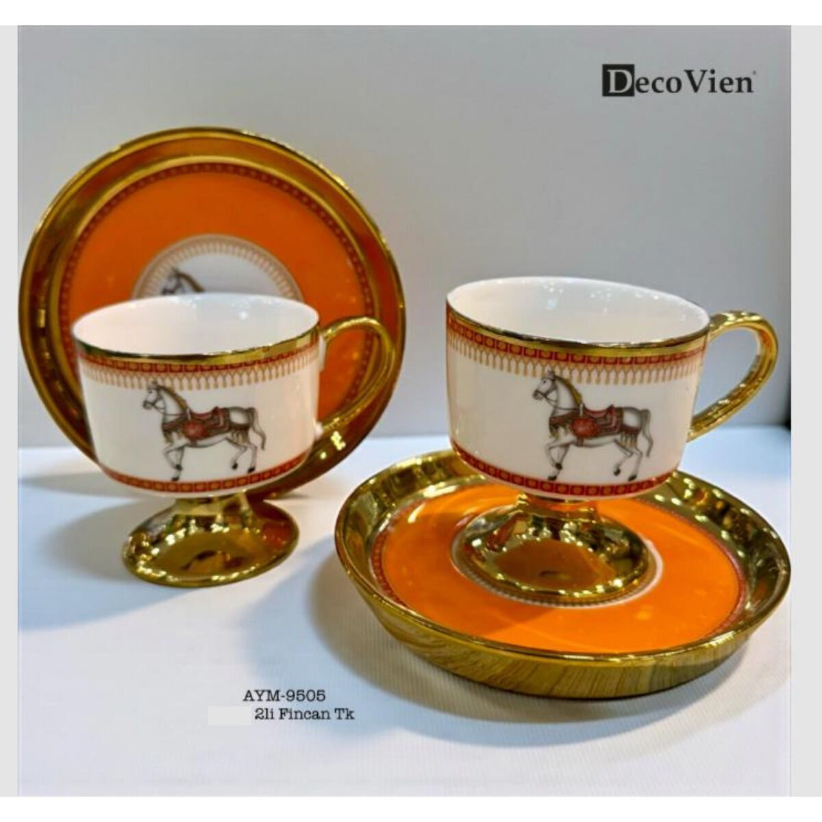 DecoVien 2 Kişilik Porselen Kahve Fincan Takımı | 90 ml