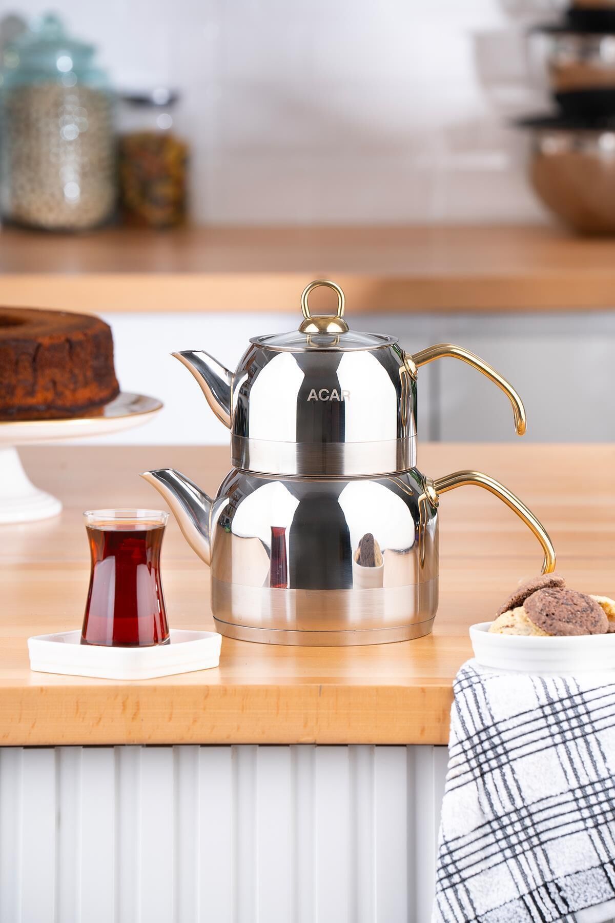 ACAR Armin Orta Boy Çaydanlık Takımı - Gold