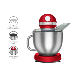 KARACA MASTERMAİD CHEF PRO ÇİFT KOLLU STAND MİKSER IMPERİAL RED 1750 W