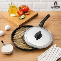 Amboss Döküm Granit Kapaklı Balık Tavası 34 cm