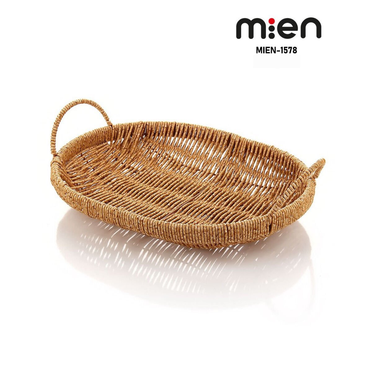 MİEN Oval Kulplu Rattan Ekmek Sepeti – 30×24×4,5 cm