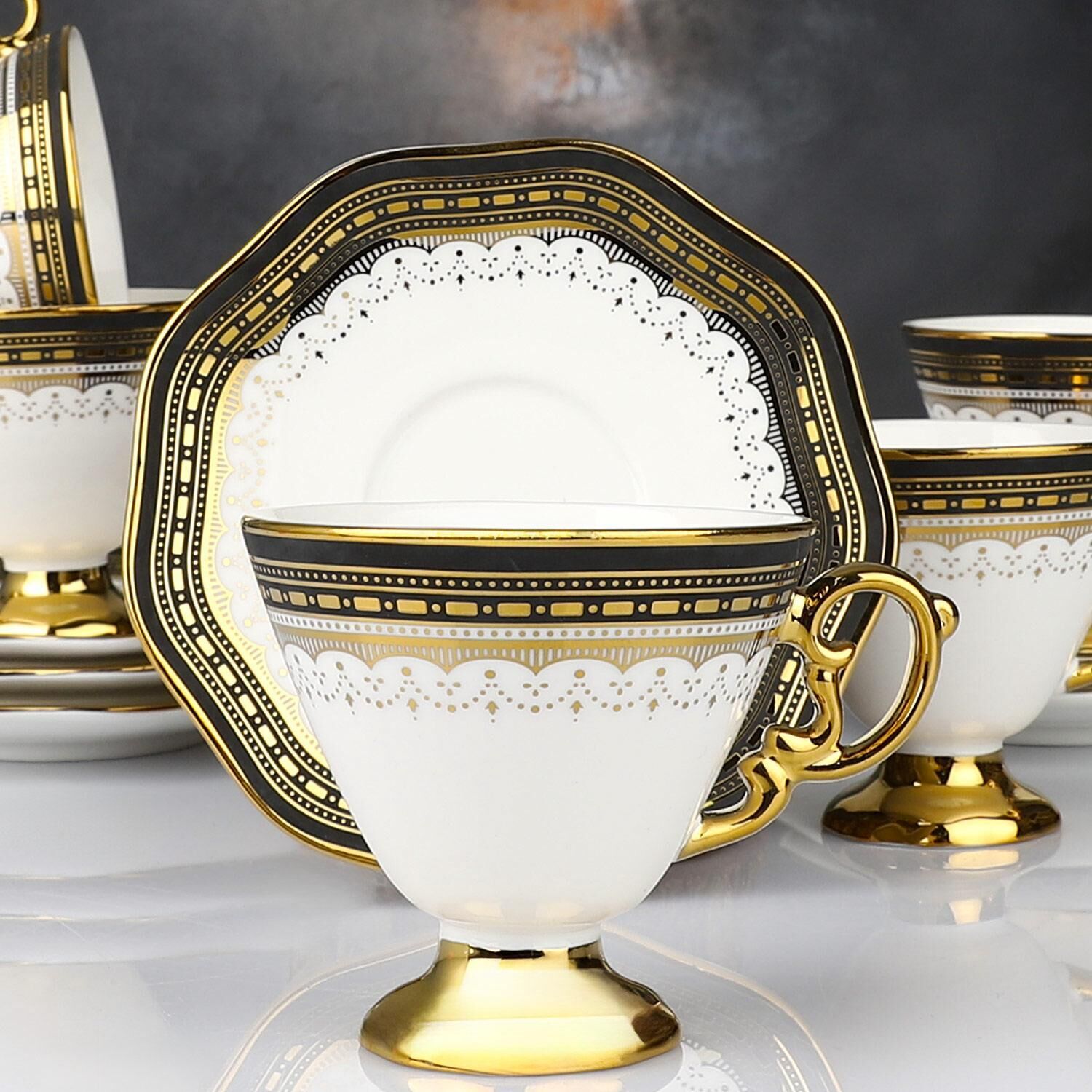 KOSOVA 90CC 6 LI AYAKLI KAHVE FİNCAN TAKIMI (2 RENK SEÇENEĞİ )