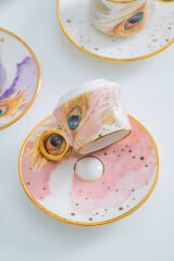 ACAR Astera 6 Kişilik Porselen Kahve Fincan Takımı - 90 ml