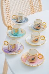 ACAR Astera 6 Kişilik Porselen Kahve Fincan Takımı - 90 ml