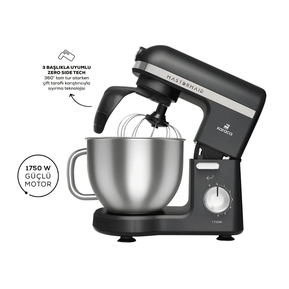 Karaca Mastermaid Chef Pro Çift Kollu Stand Mikser Shiny Black 1750 W