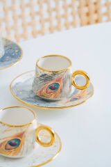 ACAR Astera 6 Kişilik Porselen Kahve Fincan Takımı - 90 ml