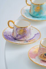 ACAR Astera 6 Kişilik Porselen Kahve Fincan Takımı - 90 ml