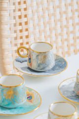 ACAR Astera 6 Kişilik Porselen Kahve Fincan Takımı - 90 ml