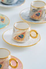 ACAR Astera 6 Kişilik Porselen Kahve Fincan Takımı - 90 ml