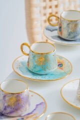 ACAR Astera 6 Kişilik Porselen Kahve Fincan Takımı - 90 ml