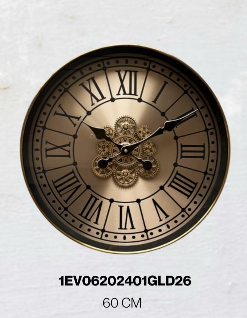 Beliza 60 cm Metal Gövdeli Akar Saniyeli Çark Mekanizmalı Duvar Saati