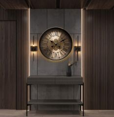 Beliza 60 cm Metal Gövdeli Akar Saniyeli Çark Mekanizmalı Duvar Saati