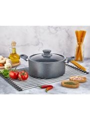 Polo Chef Fiesta Granit Gri Derin Kapaklı Tencere Yanmaz Yapışmaz 24CM