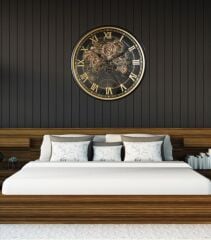 Beliza 60 cm Metal Gövdeli Akar Saniyeli Çark Mekanizmalı Duvar Saati