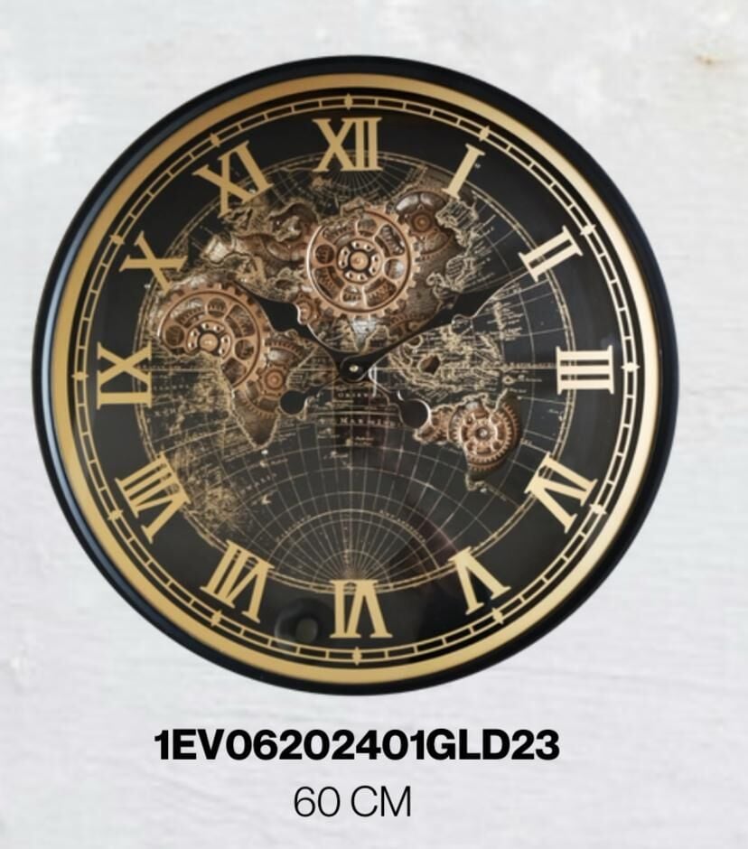 Beliza 60 cm Metal Gövdeli Akar Saniyeli Çark Mekanizmalı Duvar Saati