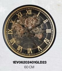 Beliza 60 cm Metal Gövdeli Akar Saniyeli Çark Mekanizmalı Duvar Saati