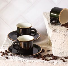 Emsan Kısmet 6 Kişilik Siyah Kahve Fincan Takımı 90 ml