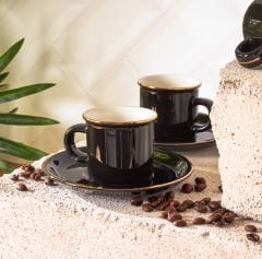 Emsan Kısmet 6 Kişilik Siyah Kahve Fincan Takımı 90 ml