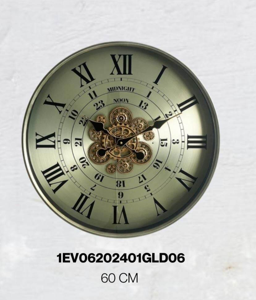 Beliza 60 cm Metal Gövdeli Akar Saniyeli Çark Mekanizmalı Duvar Saati