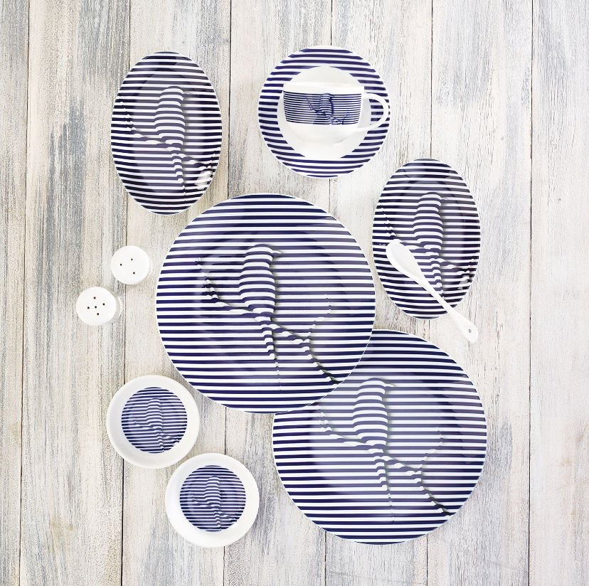 Emsan Denizci Kuş 3D 32 Parça 6 Kişilik Porselen Kahvaltı/Servis Takımı