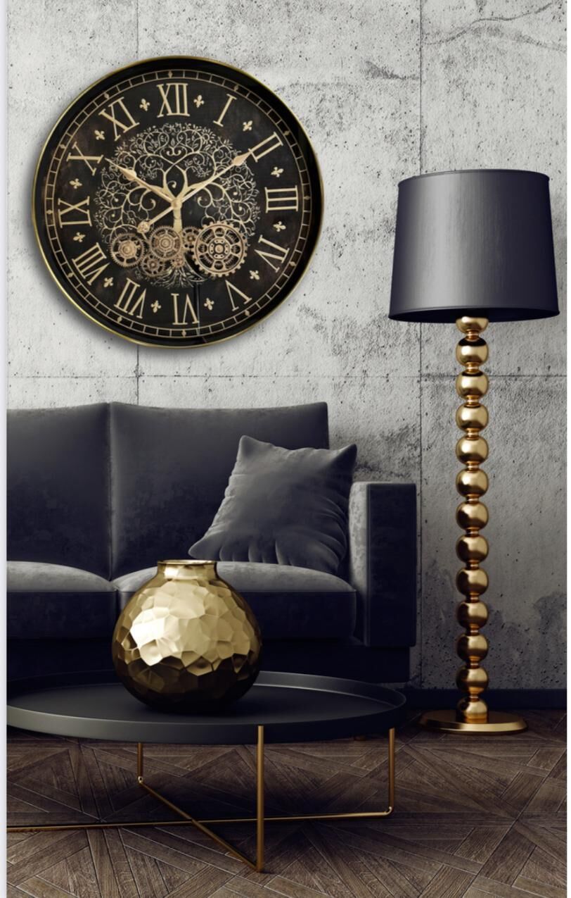 Beliza 60 cm Metal Gövdeli Akar Saniyeli Çark Mekanizmalı Duvar Saati