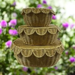 MİEN 3’lü Oval Kapaklı Rattan Sepet Seti – Doğal, Şık ve Çok Amaçlı Rattan Kutu