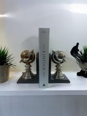 LAMEDORE GLOBE GUMUS SIYAH KITAP TUTUCU SET 13X10,5X19 CM