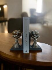 LAMEDORE GLOBE GUMUS SIYAH KITAP TUTUCU SET 13X10,5X19 CM