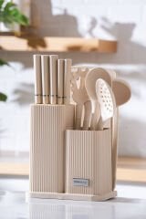 Acar Cooper 12 Parça Standlı Kesme Tahtası Servis Ve Bıçak Seti