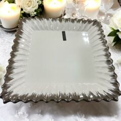ROYKİNG LINE SILVER KARE SUNUM TABAK 27 CM