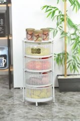 YILDIRAY METAL BEYAZ 4 KATLI TEKERLEKLİ SEBZELİK