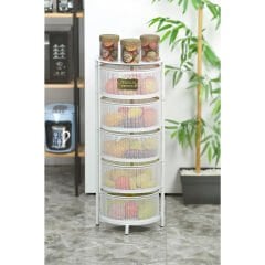 YILDIRAY METAL BEYAZ 5 KATLI TEKERLEKLİ SEBZELİK