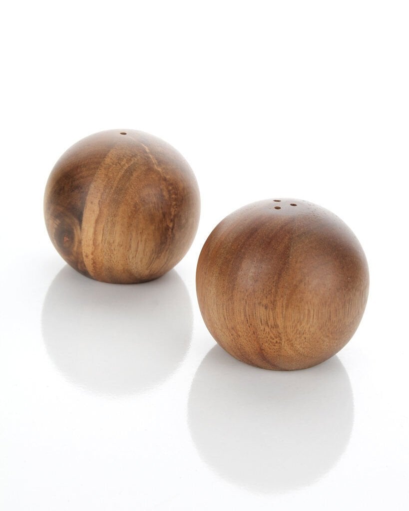 MİEN 2’li Akasya Top Tuzluk & Biberlik Seti