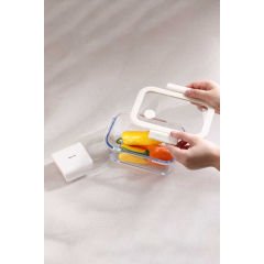 Fika Glace Vakumlu Cam Saklama Kabı 460ML Bej D-NEOFGLV046