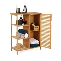 MİEN Bambu Banyo Çamaşır Dolabı & Çok Amaçlı Depolama Ünitesi | 87×66×33 cm