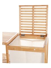 MİEN Bambu Kirli Çamaşır Sepeti Banyo Düzenleme Dolabı Raflı Banyo Organizeri