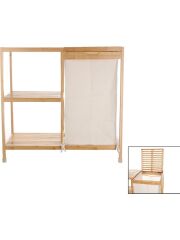 MİEN Bambu Kirli Çamaşır Sepeti Banyo Düzenleme Dolabı Raflı Banyo Organizeri