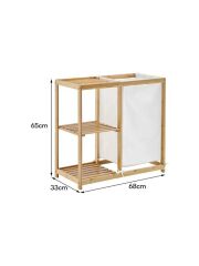 MİEN Bambu Kirli Çamaşır Sepeti Banyo Düzenleme Dolabı Raflı Banyo Organizeri