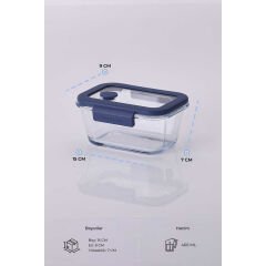 Fika Glace Vakumlu Cam Saklama Kabı 460ML Mavi D-NEOMGLV046