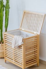 MİEN Bambu Çamaşır Sepeti | 52,8 × 35 × 59 cm