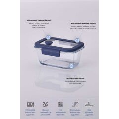 Fika Glace Vakumlu Cam Saklama Kabı 800ML Mavi D-NEOMGLV080
