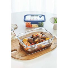 Fika Glace Vakumlu Cam Saklama Kabı 1200ML Mavi D-NEOMGLV120