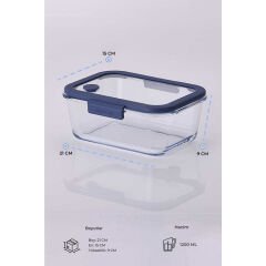 Fika Glace Vakumlu Cam Saklama Kabı 1200ML Mavi D-NEOMGLV120