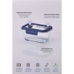 Fika Glace Vakumlu Cam Saklama Kabı 1900ML Mavi D-NEOMGLV190