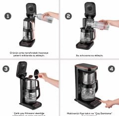 Karaca Robotea Pro 4 in 1 Konuşan Cam Çay Makinesi Black Copper