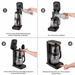 Karaca Robotea Pro 4 in 1 Konuşan Cam Çay Makinesi Black Copper