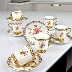 Kosova Laurel 90 cc 6’lı Ayaklı Kahve Fincan Takımı