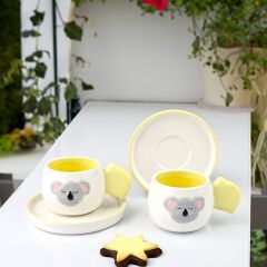 Kosova Koala Figürlü 2’li Seramik Kahve Fincan Seti