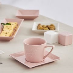 Karaca Trend Emboss Porselen 32 Parça 6 Kişilik Kahvaltı/Servis Takımı Pink