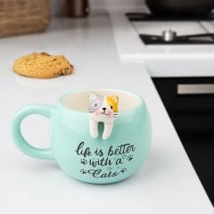 Kosova Kedi Figürlü Seramik Kupa – Sevimli Tasarım, Keyifli İçimler